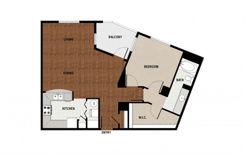 A11 - 1 bedroom floorplan layout with 1 bath and 927 square feet.