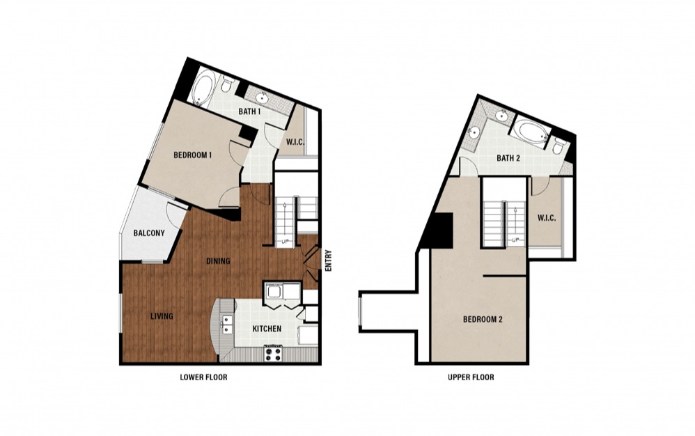C10 - 2 bedroom floorplan layout with 2 baths and 1535 square feet.