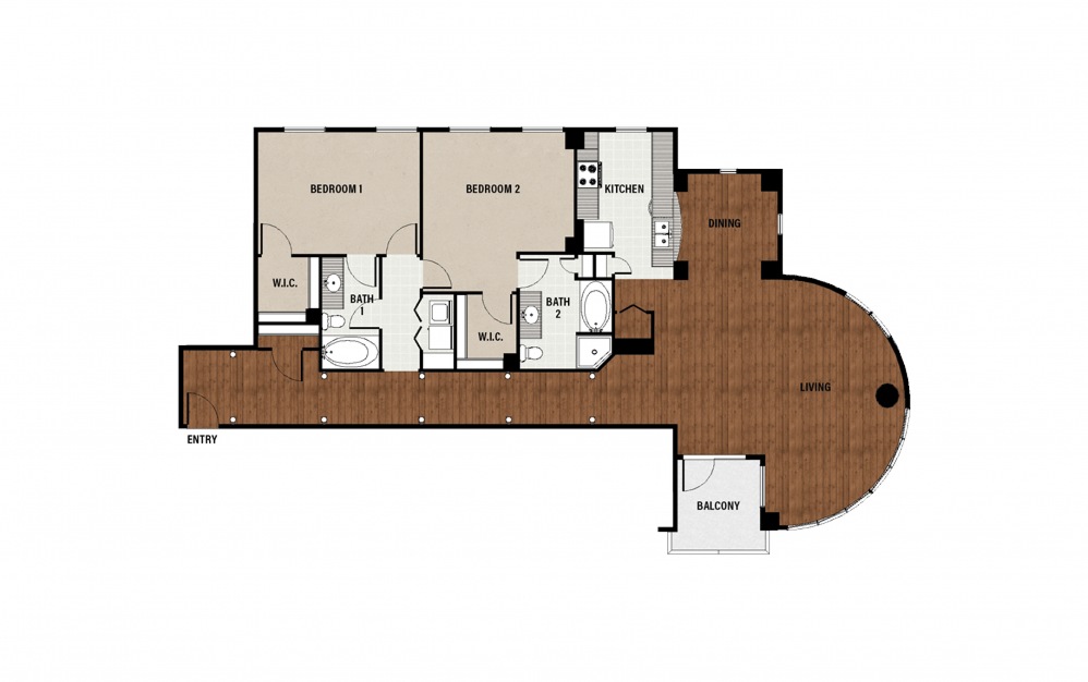C12 - 2 bedroom floorplan layout with 2 baths and 1837 square feet.