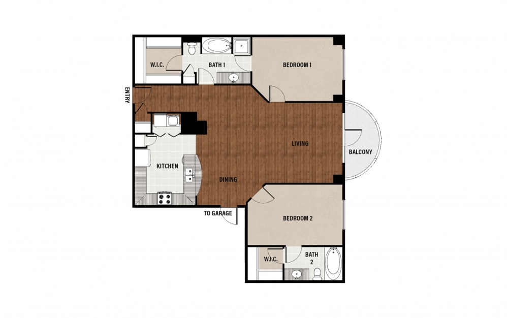 C9 - 2 bedroom floorplan layout with 2 baths and 1535 square feet.
