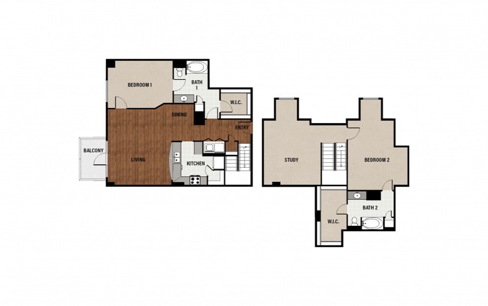 D6 - 2 bedroom floorplan layout with 2 baths and 1904 square feet.